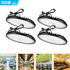4Pack 300W Led UFO High Bay Light Shop Commercial Industrial Warehouse Gym 6000K