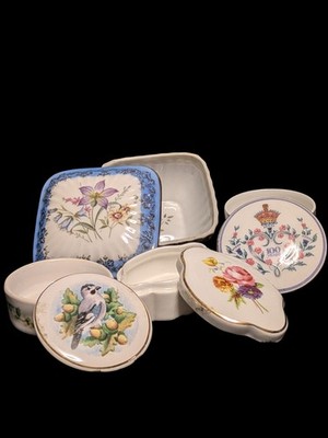 Vintage Ceramic Trinket Pots Job Lot  Adderley Dresden Royal Duchy Queen Mother