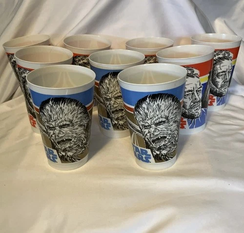 VTG Lot Star Wars Coca Cola Cups 1979 Obi-Wan Chewbacca Mixed (9Cups) READ