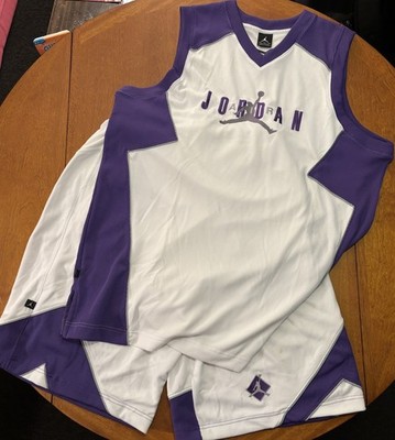 Vintage 2006 Air Jordan Retro 7 Flint Shorts & Tank Set Size XL White/Purple/Gry