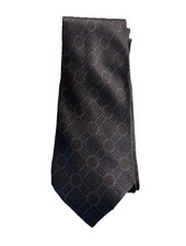Stefano Ricci Silk Neck Tie Made in Italy Dark Brown Blue 60  Length Geometric