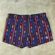 Vtg 90s champion Mens swim trunks XL retro Wild Geometric Shorts Purple 4"