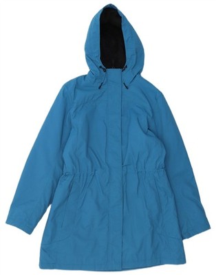 L.L.BEAN Damen Windbreaker Jacke mit Kapuze UK 14 mittelblau Nylon AL19