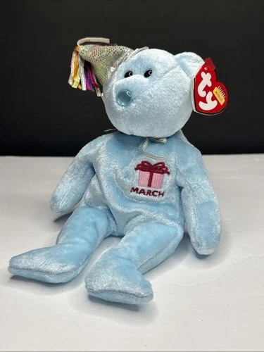 New Listing2003 Vintage Ty Beanie Baby - MARCH the Birthday Bear - Blue Plush Toy WITH TAG