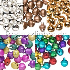 Lot of 100 10mm 3/8 inch Steel Craft Jingle Bells With Loop Use as Dangle Charms