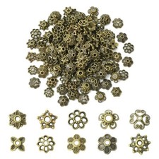 200pcs Bead Caps Flower Antique Bronze Alloy Beads Floral for Bracelets Jewelry