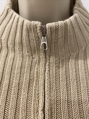 Vintage United Colors Of Benetton Sz L Tan Cotton Zip