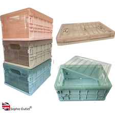 Medium Folding Storage Box Collapsible Stackable Crate Reusable Container Basket