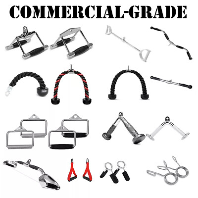 Home Gym Attachments Tricep Rope Lat Bar PressDown Cable Machine Curl Pulldown