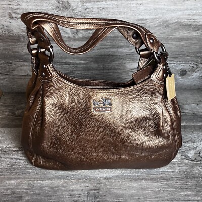 NEW Coach Brown Metallic Leather Purse Shoulder Bag