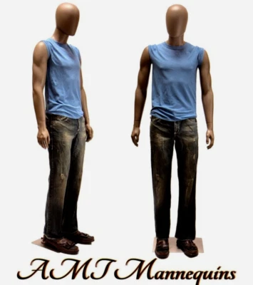 AMT-MANNEQUINS Full body African American Boy Male Painted Skin Brown Mannequin + Metal Stand