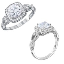 Sterling Silver Ladies Square Shape CZ Stones Ring