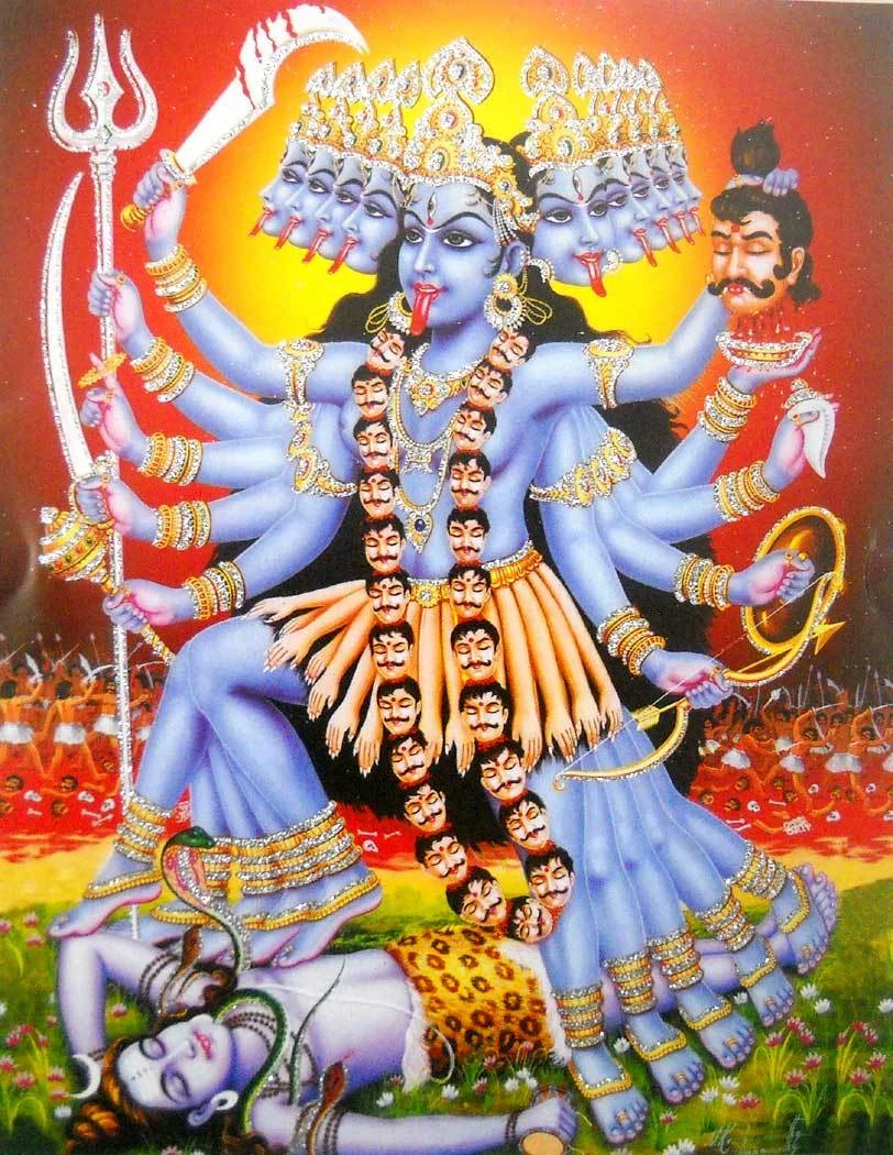 Goddess Kali poster/ Hindu God Poster with Glitter Size 9"x11" (669) | eBay