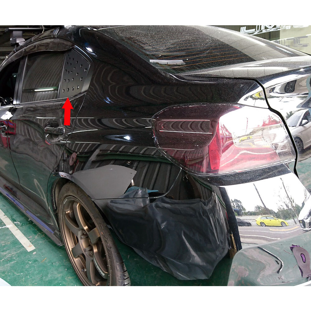 For Subaru WRX STI Sedan Shiny Black Side Rear Quarter Window Louver Cover Vents