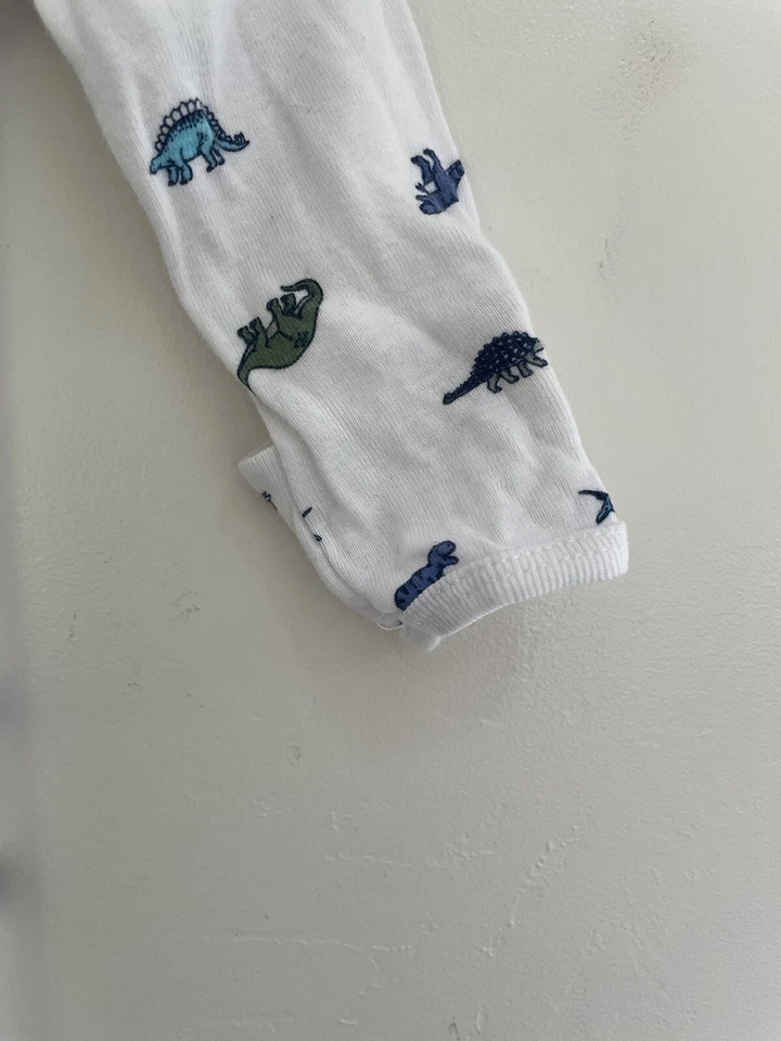 Carter's Baby Boys Colorful Dinosaur Print 100% Cotton Sleep & Play White NB - Image 3 of 4