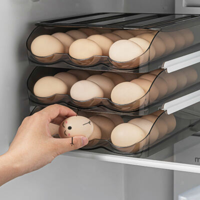 Eierbox Kühlschrank Auto Roll Down Easy Clean mit Deckel Schublade Behälter