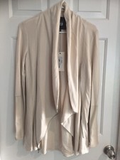 Nwt Red 23 Womens Beige Drape Leather Patch Jacket Zipper Front Stretch Xs $288