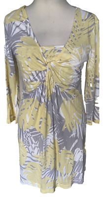 Amber 100% viscose tunic 3/4 sleeves V neck with  bust twist feature Size 10