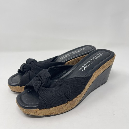 Donald Pliner Charm Black Wedge Sandals 
