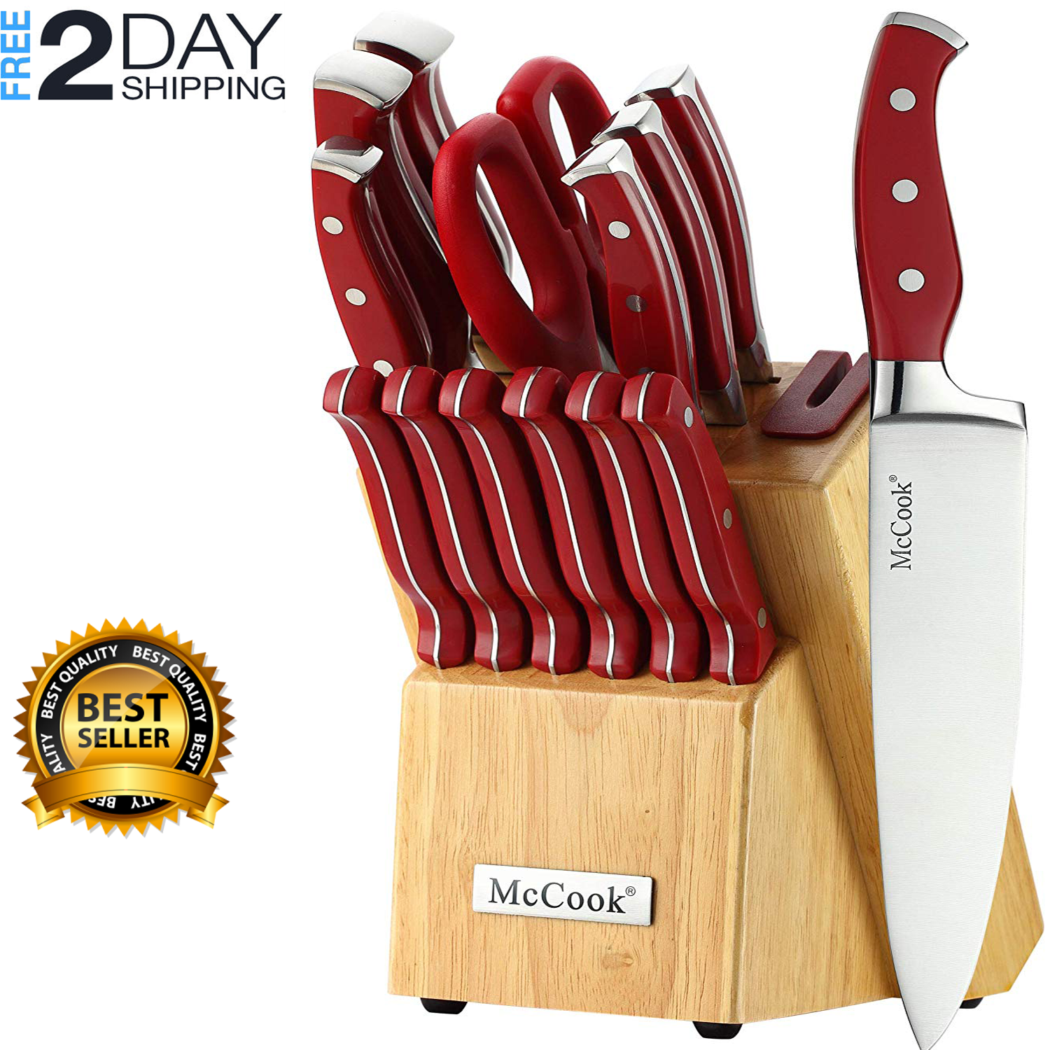 Knife Set Cutlery Block Combo Kitchen Knives Stainless Steel