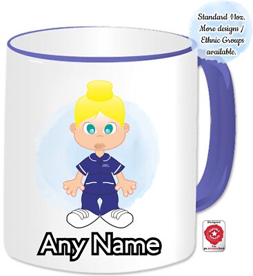 Personalisierte Krankenschwester Tasse Tasse Betreuer Mentor Hebamme Student Krankenschwester Geschenke blau Tunika