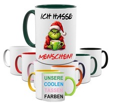 ICH HASSE MENSCHEN GRINCH LUSTIGE TASSE  FOTOTASSE KAFFEEBECHER MOTIVTASSE MUG