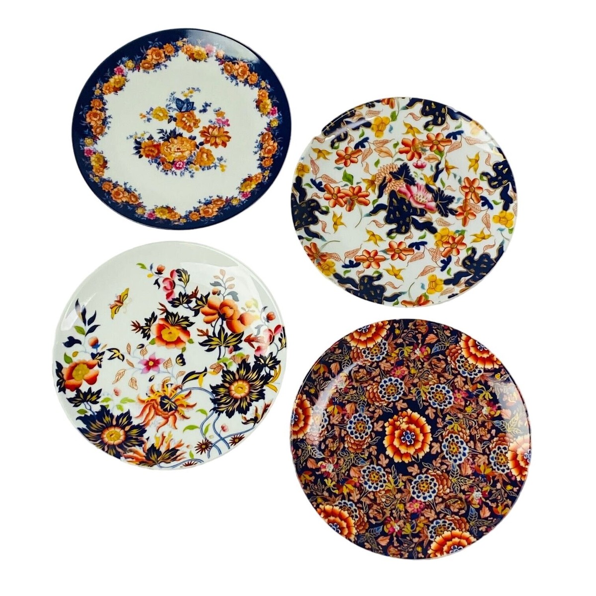Williams Sonoma Fleur Japanese Floral Fine China Salad Side Plates