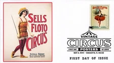 AO-4899-2, 2014, Vintage Circus Posters, First Day Cover, Add-on Cachet, Pictori