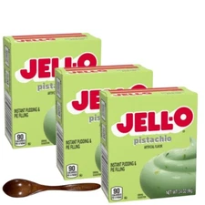 Jell-O Pudding 3.4oz Box(3-Pack) w/ Wooden Spoon (Pistachio)
