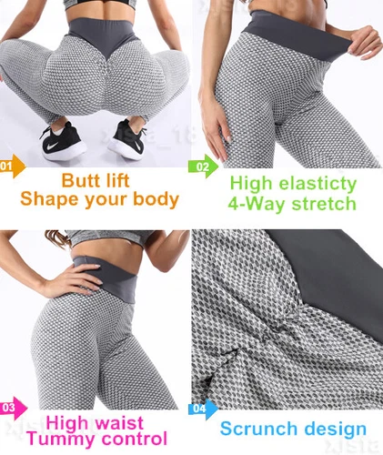 Pantalones de yoga para mujer Tik Tok anticelulíticos push up botín fruncido botín botín leggings gimnasio - Imagen 5 de 21