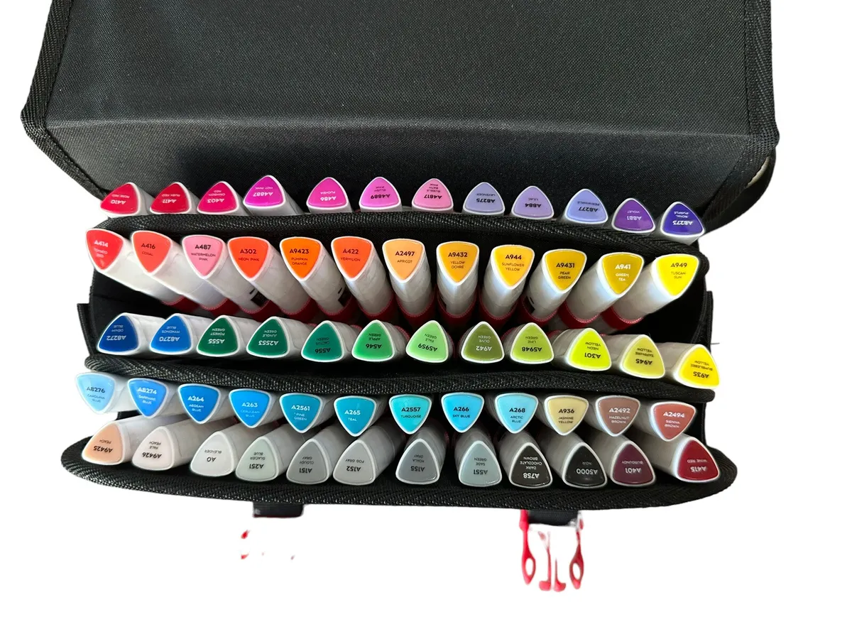 Arteza EverBlend Art Markers - Set of 60 & Carry Case Organizer Pre-owned  810386035646
