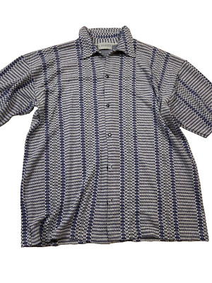 Chambers Herren Hemd UK Gr. XXL blau-weiß Knopfleiste Kragen Kurzarm 