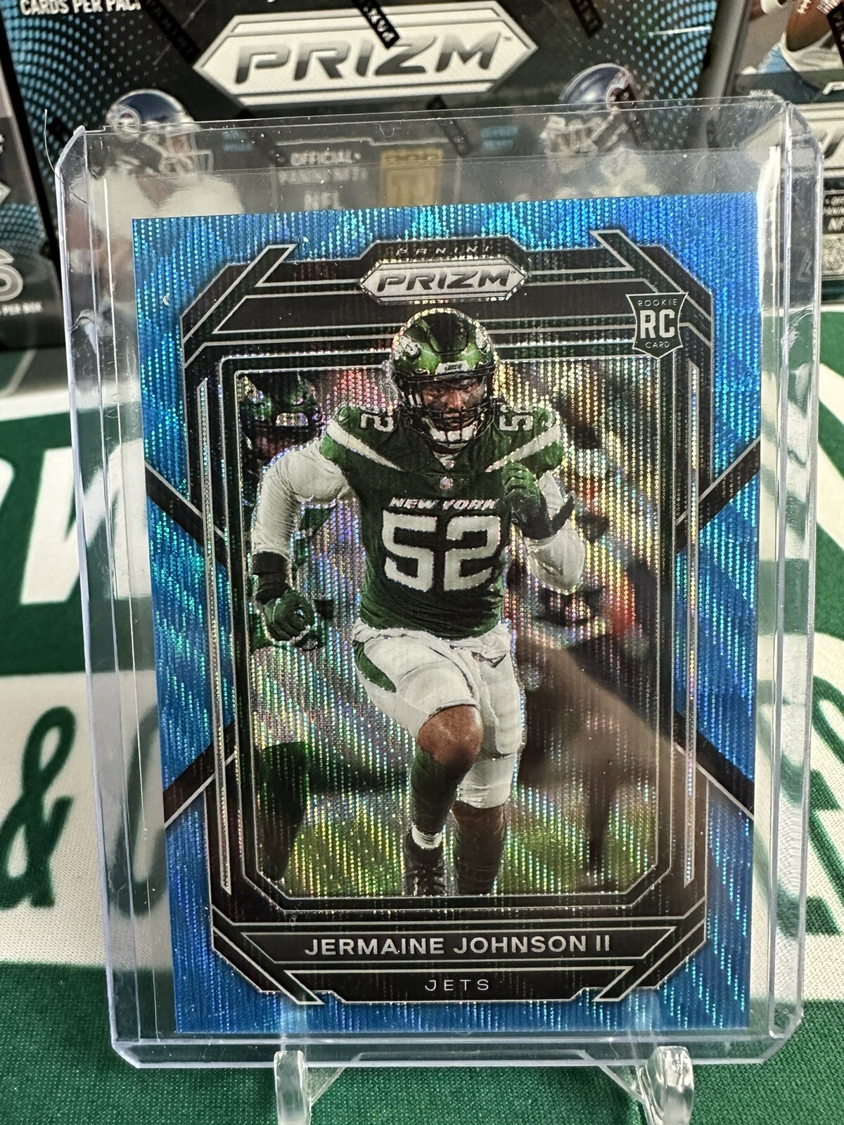 2022 Prizm Jermaine Johnson II BLUE WAVE ROOKIE /199 Jets RC SP #375
