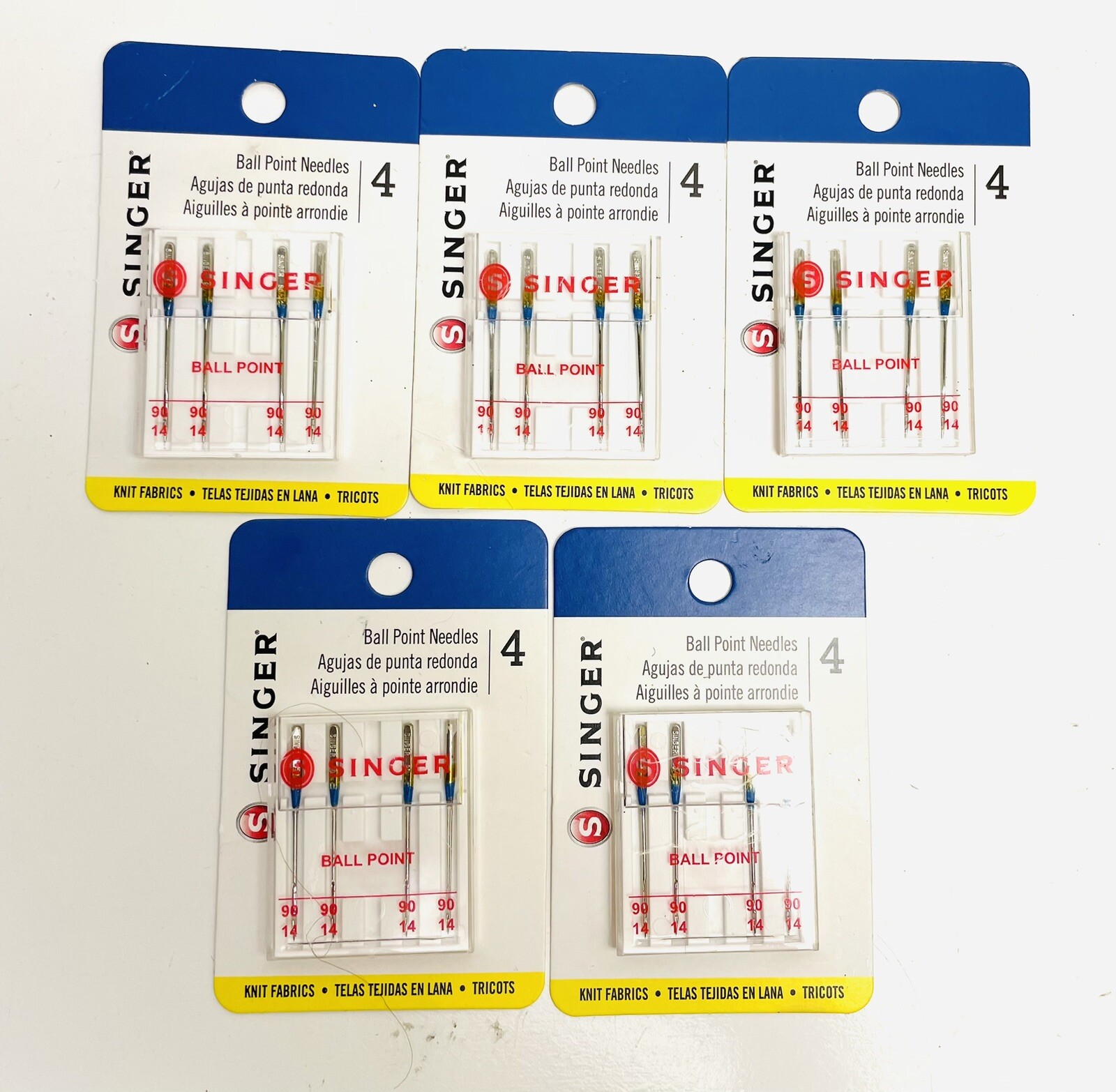 SINGER 5Ball Point Sewing Machine Needle Knit Fabrics Sz 90/14 4ct