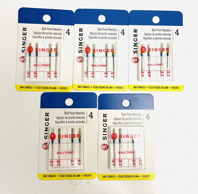 Singer Ball Point Sewing Machine SINGER 5-Ball Point Sewing Machine Needle Knit Fabrics Sz 90/14 4ct ...