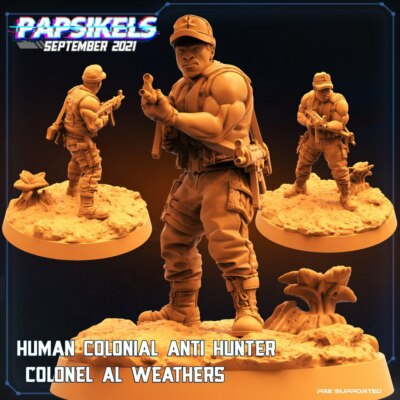 Human Colonial Anti Hunter 6 Figure Set Predator Aliens AVP 32mm Scifi Papsikels