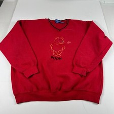 VTG Disney Winnie The Pooh Sweatshirt Medium Boxy Red Faded Embroidered Crewneck