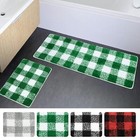 2Pcs Microfiber Plaid Bathroom Rugs Soft 17''x24'' & 17''x47‘’