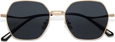 SOJOS Hexagon Square Sunglasses For Women Trendy Small Faces Gold Grey 