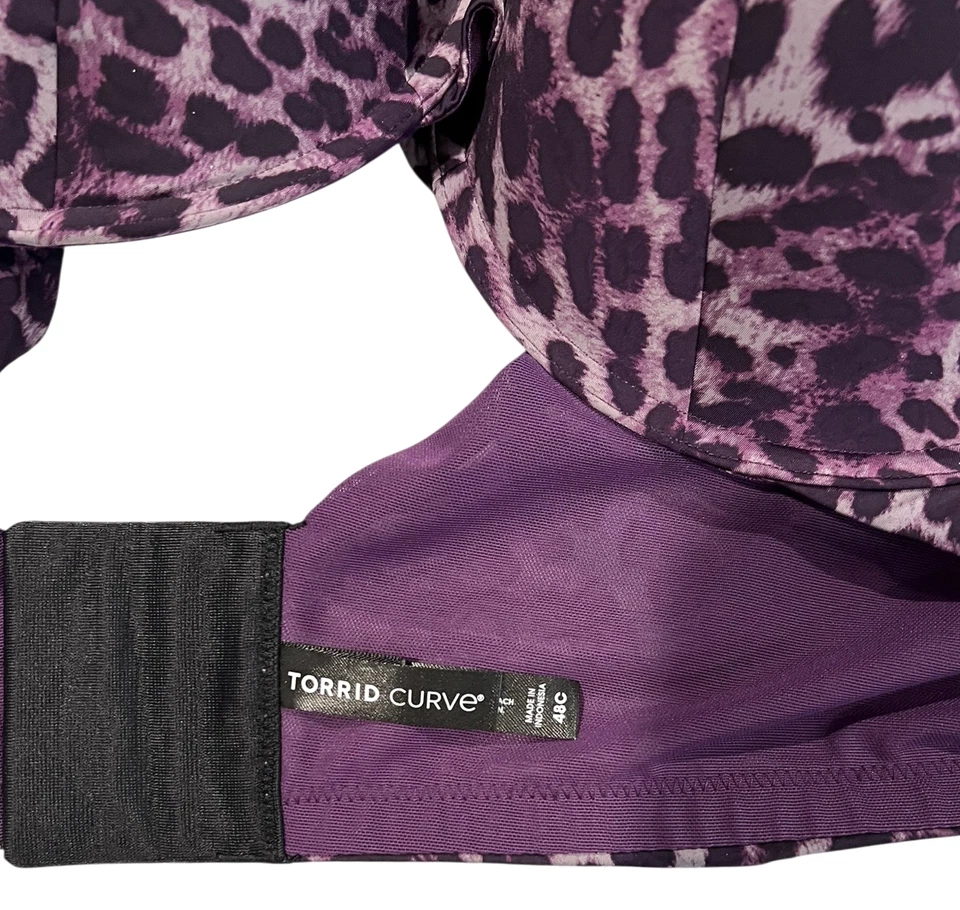 SUJETADOR TÓRRIDO TALLA 48C PÚRPURA LEOPARDO 360 ESPALDA ALISADO ALAMBRE LIGERAMENTE FORRADO NUEVO Foto 4 de 4