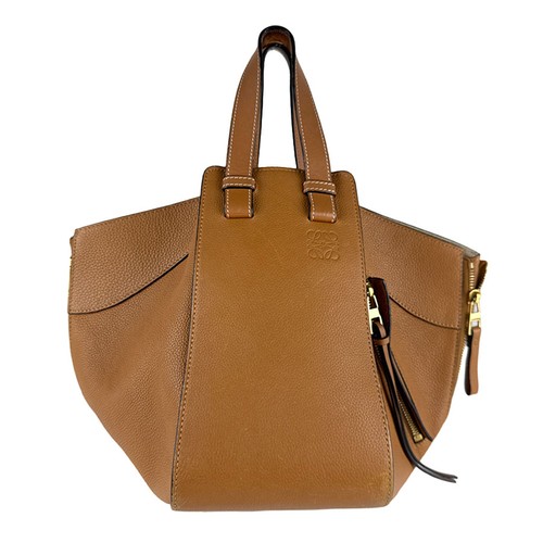 Auth LOEWE Hammock Small Handbag Shoulder Bag Brown Leather/Goldtone - z8049