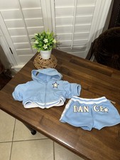 Build a Bear Workshop BABW Blue Dance Hoodie Top Shorts Sweatsuit Outfit Y2K vtg