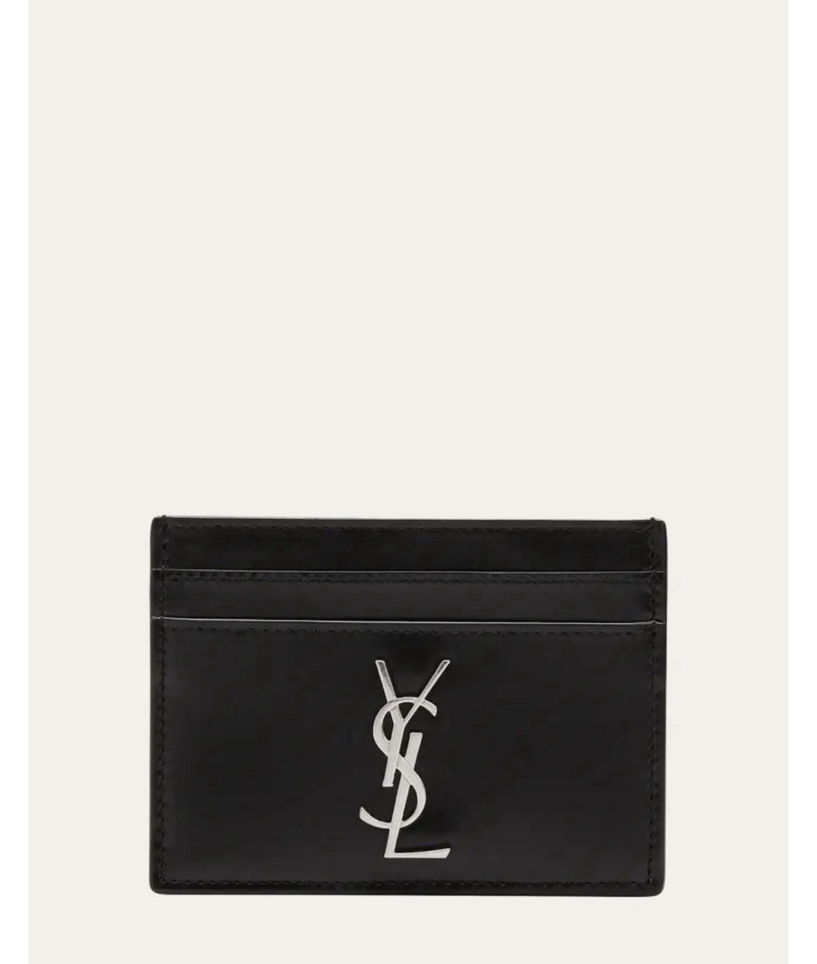 YSL Yves Saint Laurent Nero Card Case Black Grain/Pebble Leather for Women Men