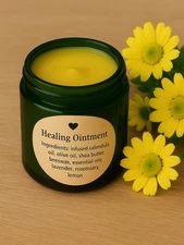 Healing Ointment, Homemade, Organic Ingredients, Dry Skin, Lips.