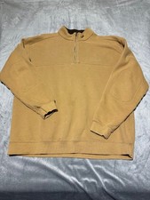 Columbia Mens XL Tan 1/4 Zip Pullover Cotton Polyester Blend Stain