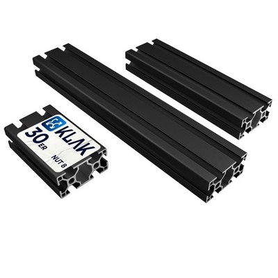 KLAK 30/60 - Aluprofil 30x60mm Montageprofil Typ-I Nut 8 100mm-2000mm schwarz