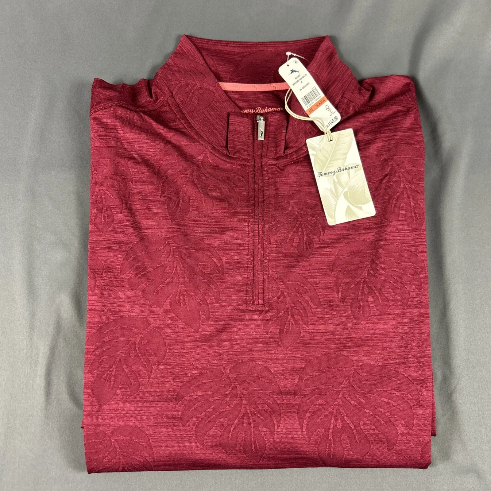 Tommy Bahama Golf Pullover Monstera Print 1/4 Zip 3XLB Deep Havana NWT MSRP $148