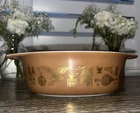Vintage PYREX 043 Early American Brown Gold Oval 1-1/2 Qt Casserole Dish No Lid