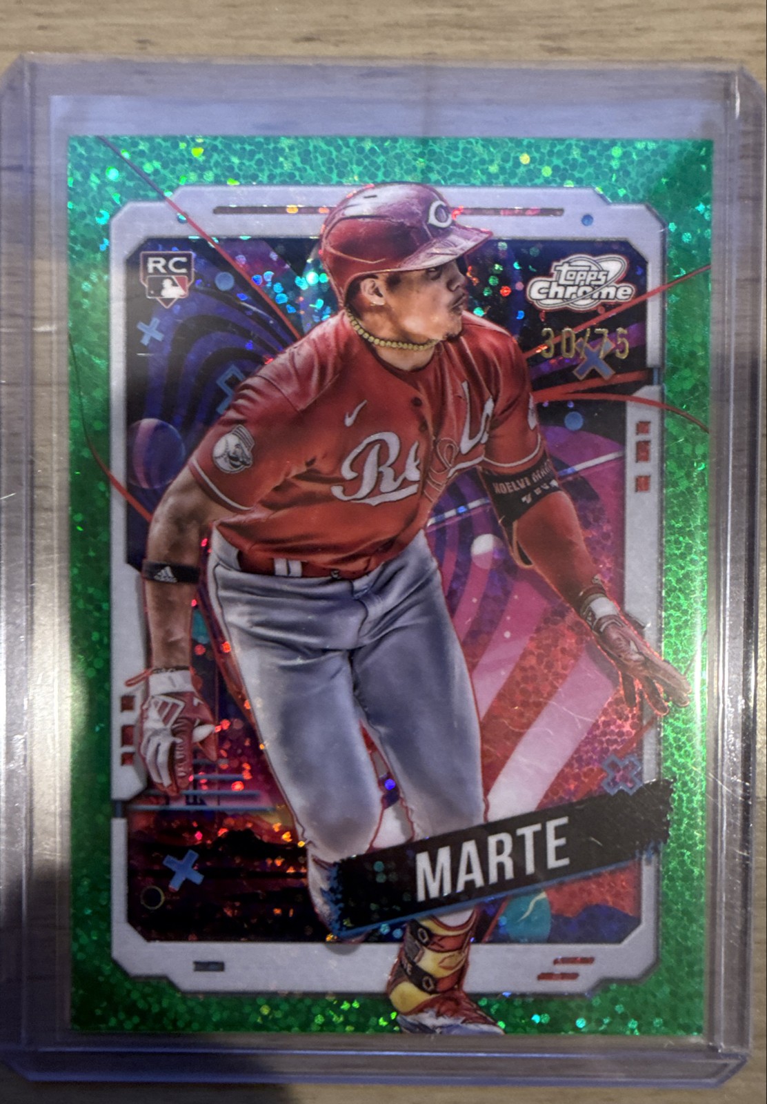 2024 Topps Cosmic Chrome - Noelvi Marte #16 Green Space Dust Refractor /75 (RC)