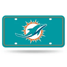 Miami Dolphins Premium Metal Auto Tag License Plate, Primary Design, 6x12...